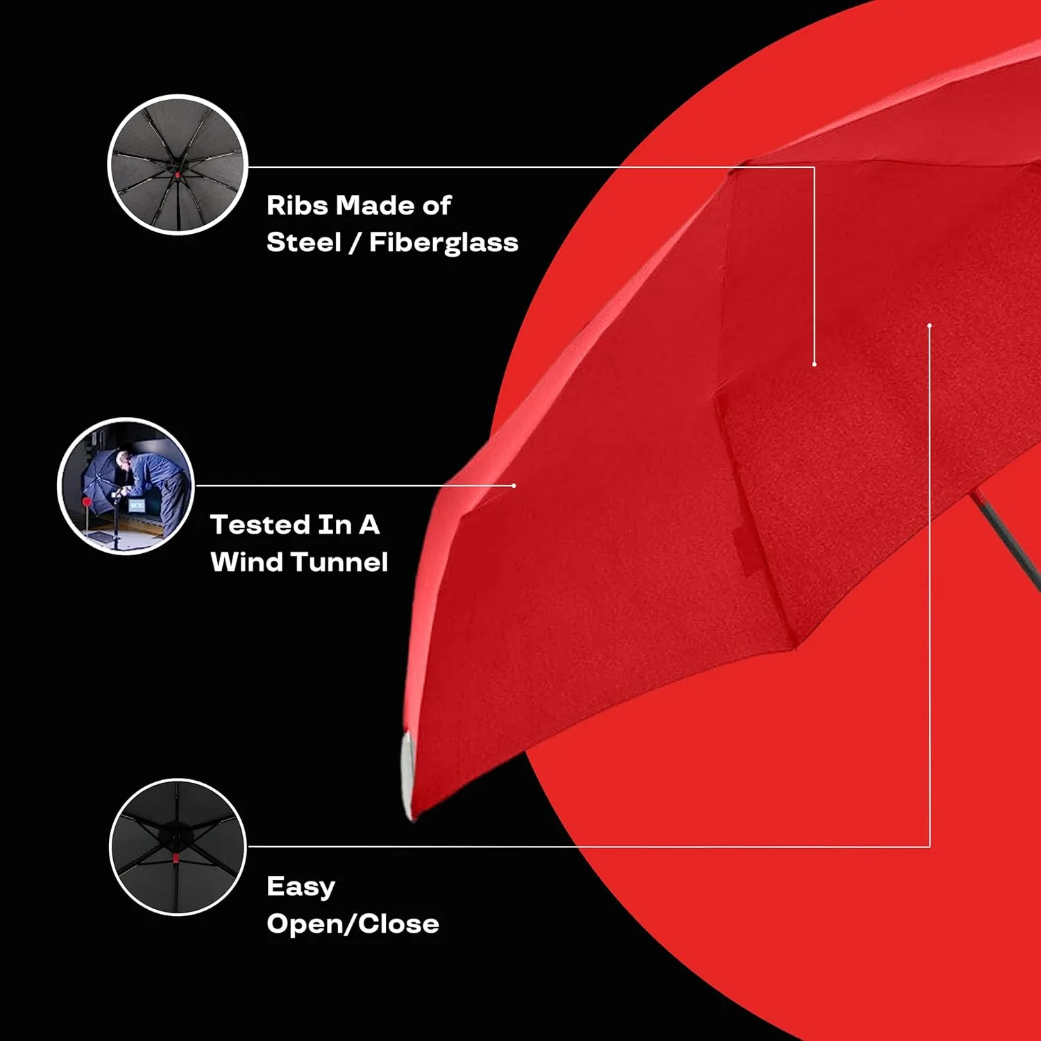 Knirps U.200 Ultra Light Duomatic Automatic Open Rain Umbrella - Compact Windproof Travel Umbrella for Adults - 97cm Diameter Retractable With Carrying Case