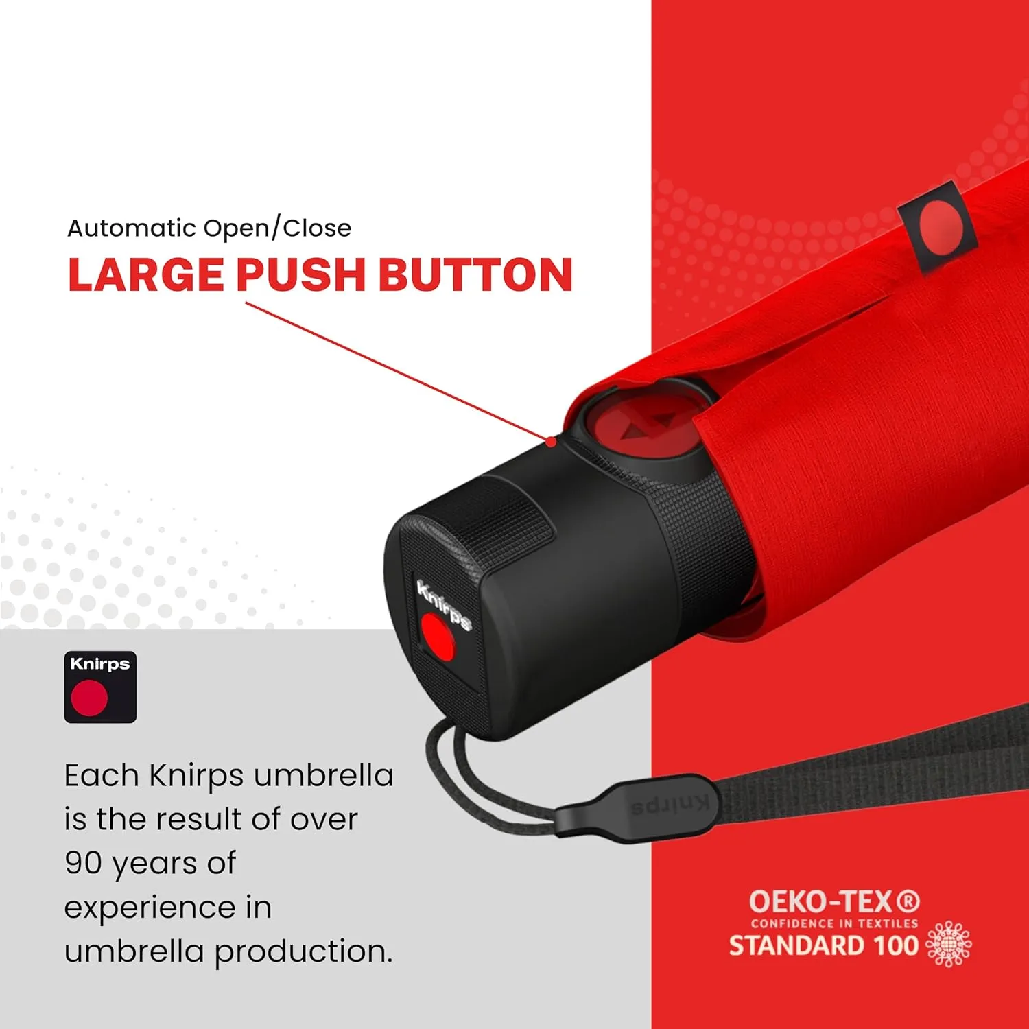 Knirps U.200 Ultra Light Duomatic Automatic Open Rain Umbrella - Compact Windproof Travel Umbrella for Adults - 97cm Diameter Retractable With Carrying Case