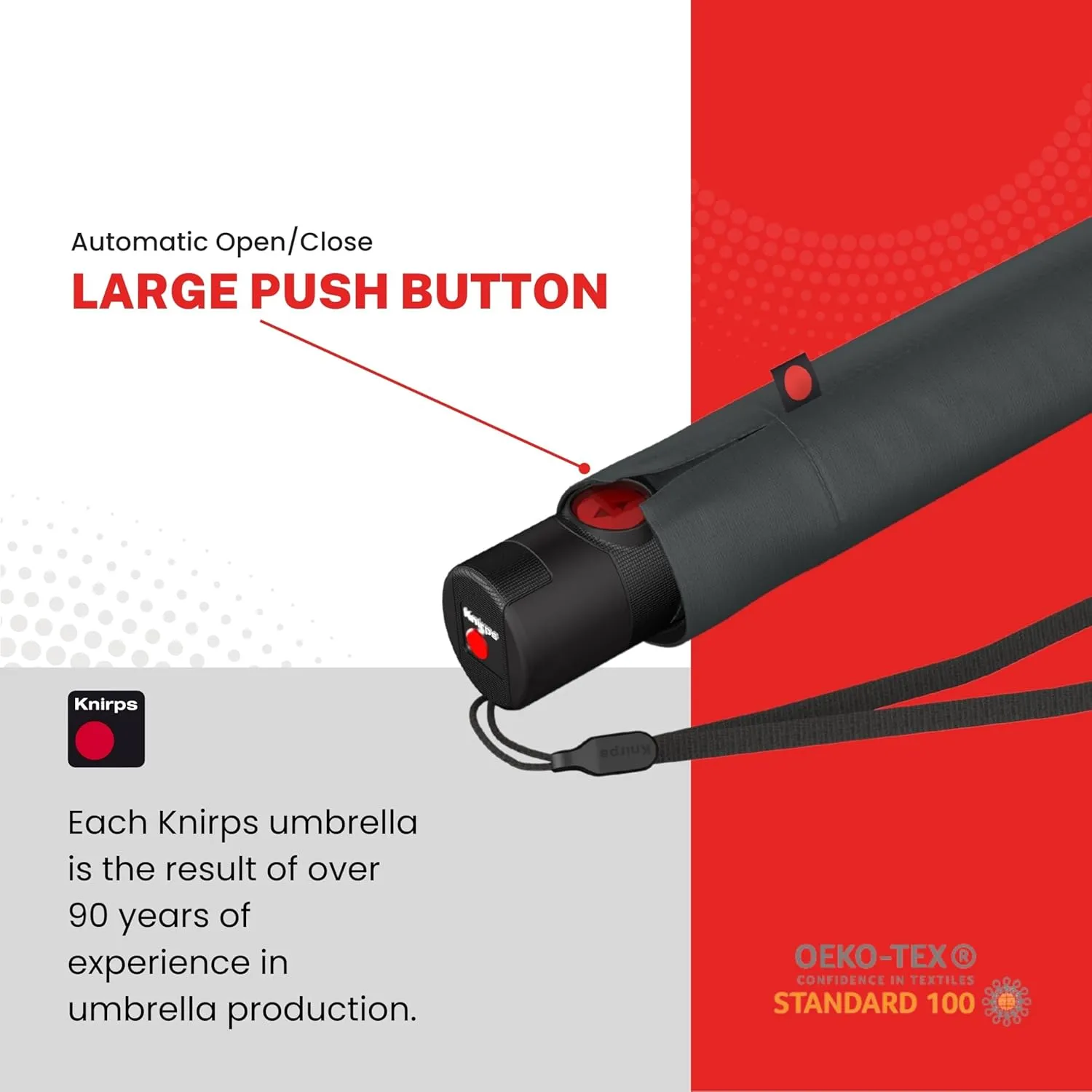 Knirps U.200 Ultra Light Duomatic Automatic Open Rain Umbrella - Compact Windproof Travel Umbrella for Adults - 97cm Diameter Retractable With Carrying Case