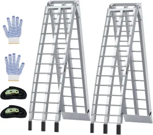 KROAK Aluminum Loading Ramps 1700 Lbs, 7.5ft 2Pcs Folding Powerspots Ramps for Pickup Trucks Bed, Trailers Ramp with Load Straps for Motorcycles, ATV/UTV, Lawn mowers,Tractors, 90"L x 12"W, 2Pcs