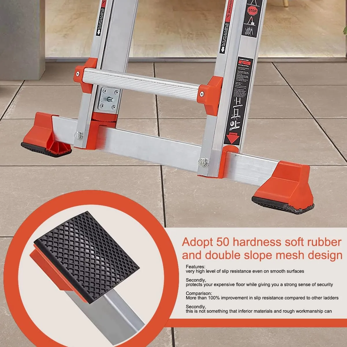 Ladder, A Frame 4 Step Ladder Extension, 14 FT Anti-Slip Multi Position & Storage Folding Ladder, 330 lbs Security Load Telescoping Aluminum Ladders for Stairs Home Indoor Outdoor Roof