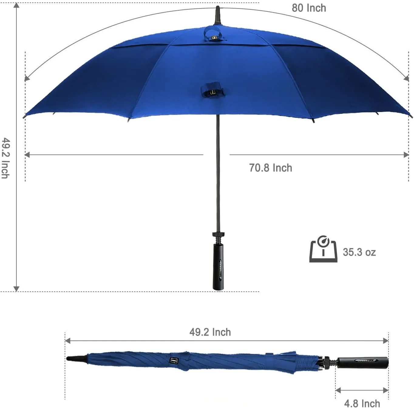 LANBRELLA Golf Umbrell 72/80 Inch Extra Large Oversize Windproof Stick Umbrella
