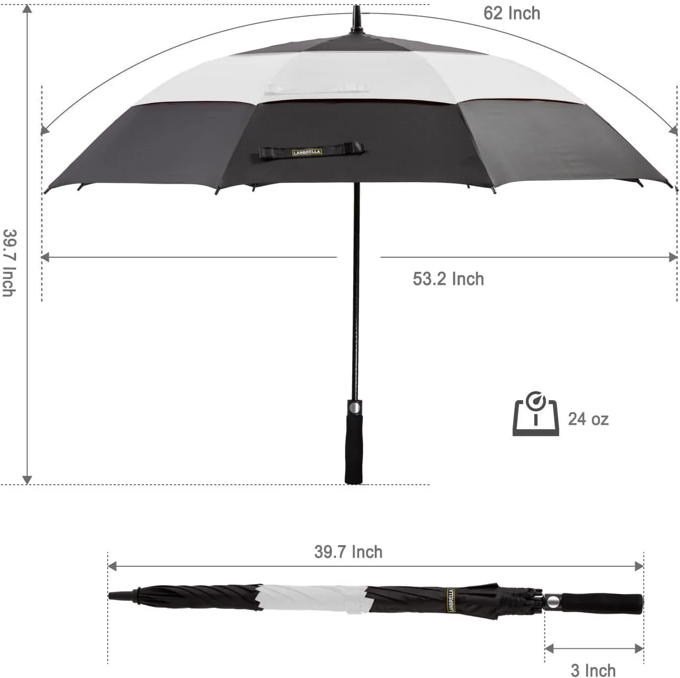 LANBRELLA Golf Umbrell 72/80 Inch Extra Large Oversize Windproof Stick Umbrella