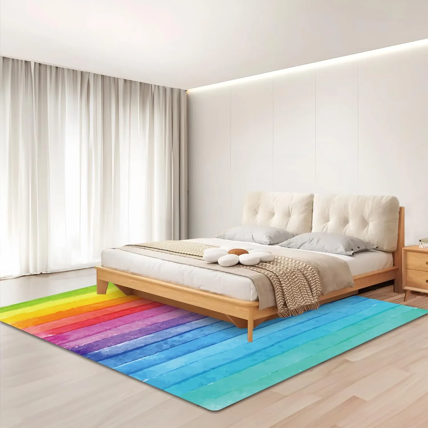 Large Area Rug 5'x6' Carpet for Bedroom Living Room Kids Room Home Decor Entryway Indoor Rugs Mat Rainbow