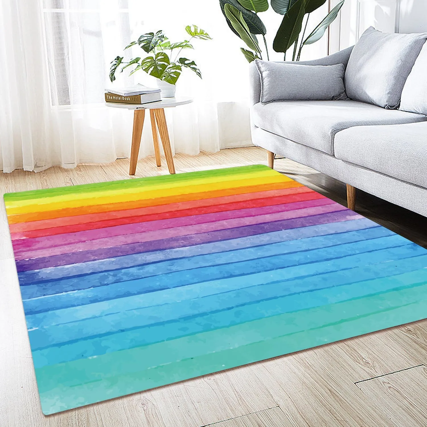 Large Area Rug 5'x6' Carpet for Bedroom Living Room Kids Room Home Decor Entryway Indoor Rugs Mat Rainbow