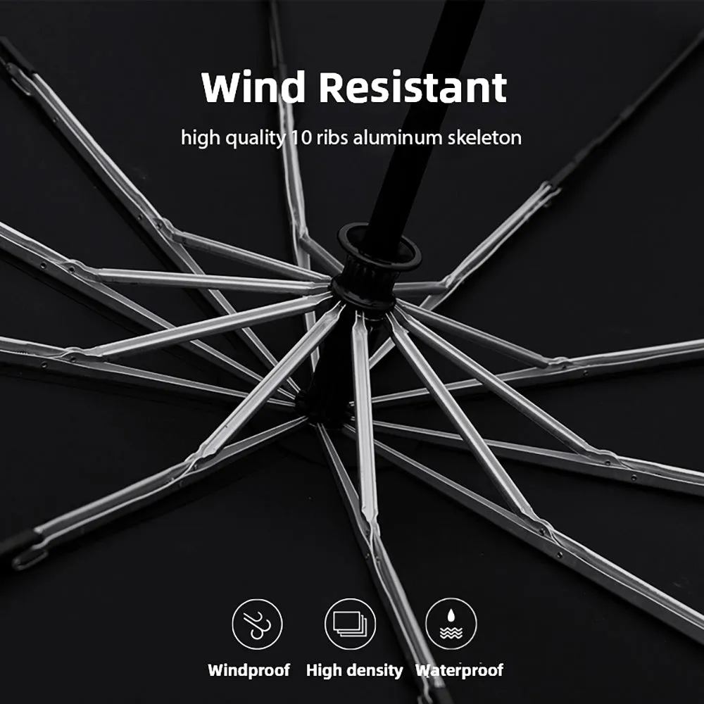 Large Automatic Windproof Umbrella with Carbon Fiber Handle