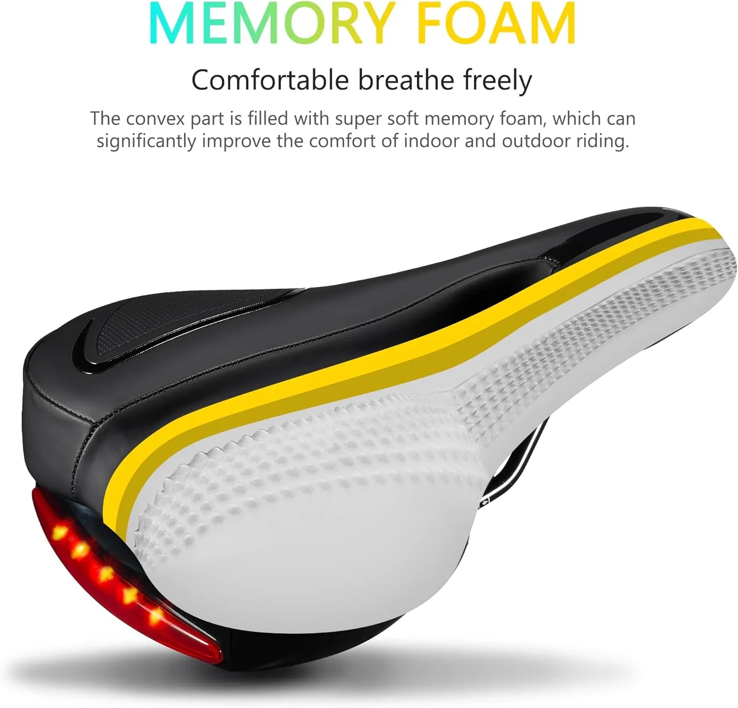 Large Comfortable Bike Seat Wide Saddle Shock Absorbing - Oversized Memory Foam Padded Exercise Bicycle Seat Waterproof Leather Cover - Universal Soft Replacement Cycling Cushion for Men Women
