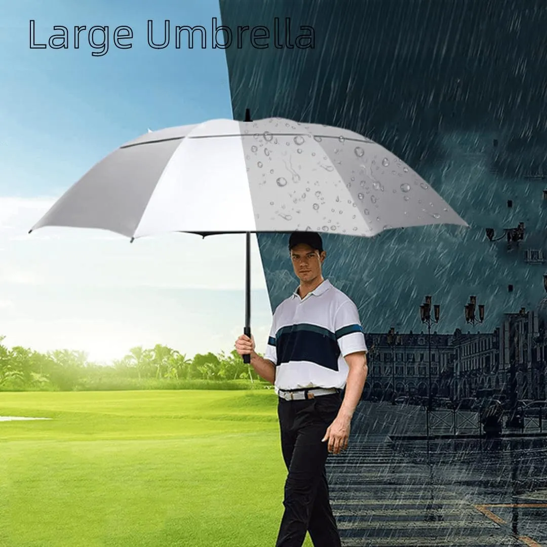 Large Double Canopy Umbrella, Automatic Open Golf Umbrella, Windproof Stick Umbrella Rain and Sun UPF50 , 52/59/71 inch Umbrella for Outdoor