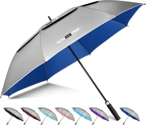 Large Golf Umbrella Uv Protection 62/68 Inch - Double Canopy Vented Golf Umbrellas Windproof - Sun Shade Spf Umbrella Auto Open Close Oversized for Men Women