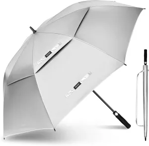 Large Golf Umbrella Uv Protection 62/68 Inch - Double Canopy Vented Golf Umbrellas Windproof - Sun Shade Spf Umbrella Auto Open Close Oversized for Men Women