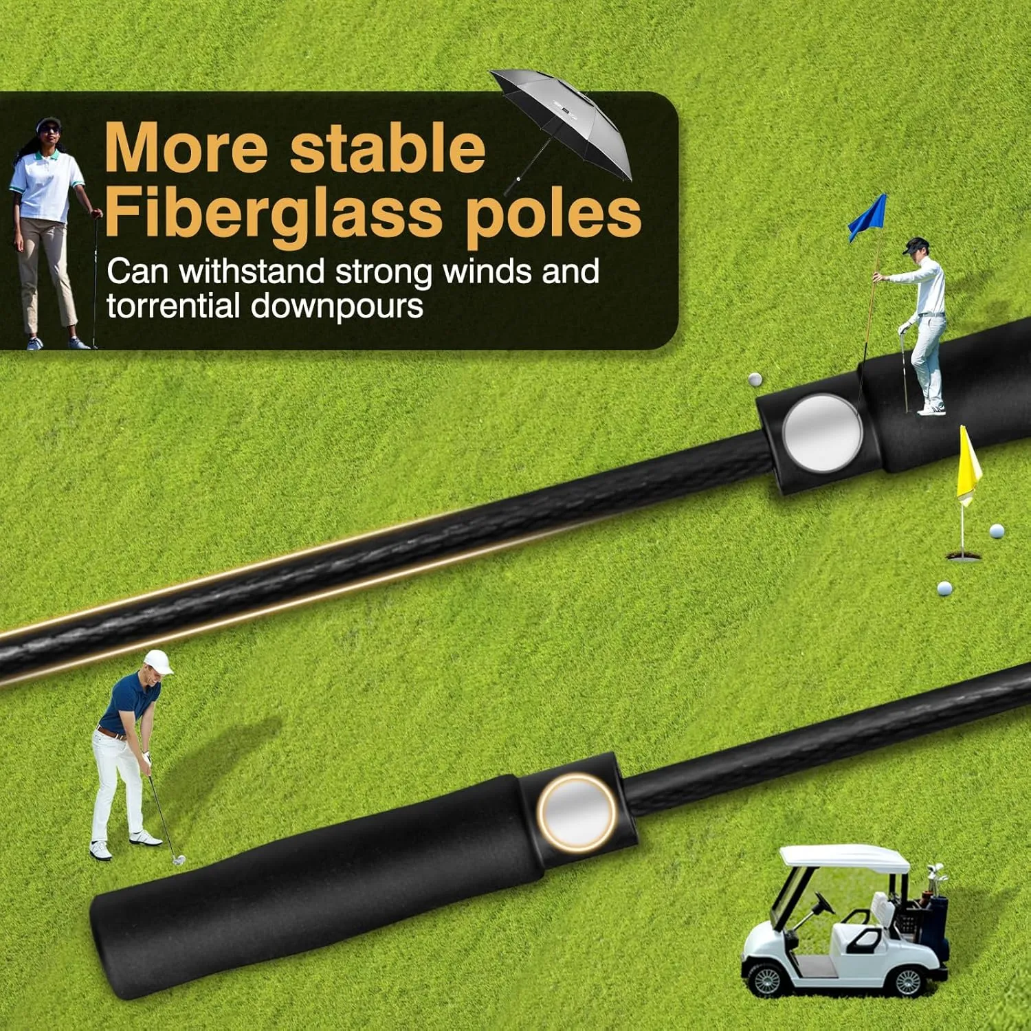 Large Golf Umbrella Uv Protection 62/68 Inch - Double Canopy Vented Golf Umbrellas Windproof - Sun Shade Spf Umbrella Auto Open Close Oversized for Men Women