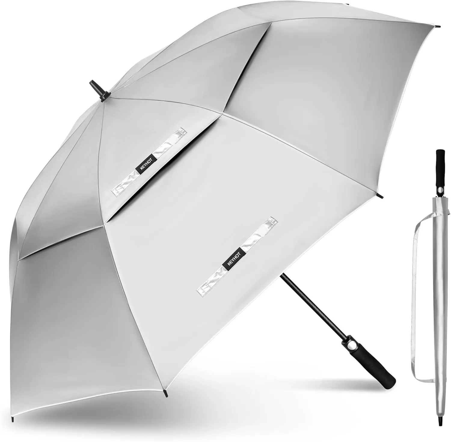 Large Golf Umbrella Uv Protection 62/68 Inch - Double Canopy Vented Golf Umbrellas Windproof - Sun Shade Spf Umbrella Auto Open Close Oversized for Men Women