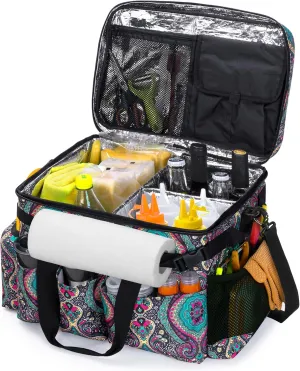 Large Grill Caddy with Lid, BBQ and Picnic Bag Organizer with Paper Towel Holder, Tailgating Accessories Basket for Barbecue Utensil & Camping Gear Must Haves, Totem, Bag Only