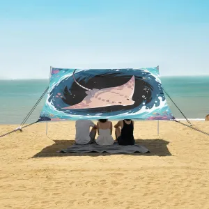Large Ray Vortex Beach Canopy Tent Anti-UV & Wind Resistant, Camping Sun Shelter Easy Setup Portable,Outdoor Shade Tents with Sandbags,Sand Shovels,Ground Pegs & Stability Poles