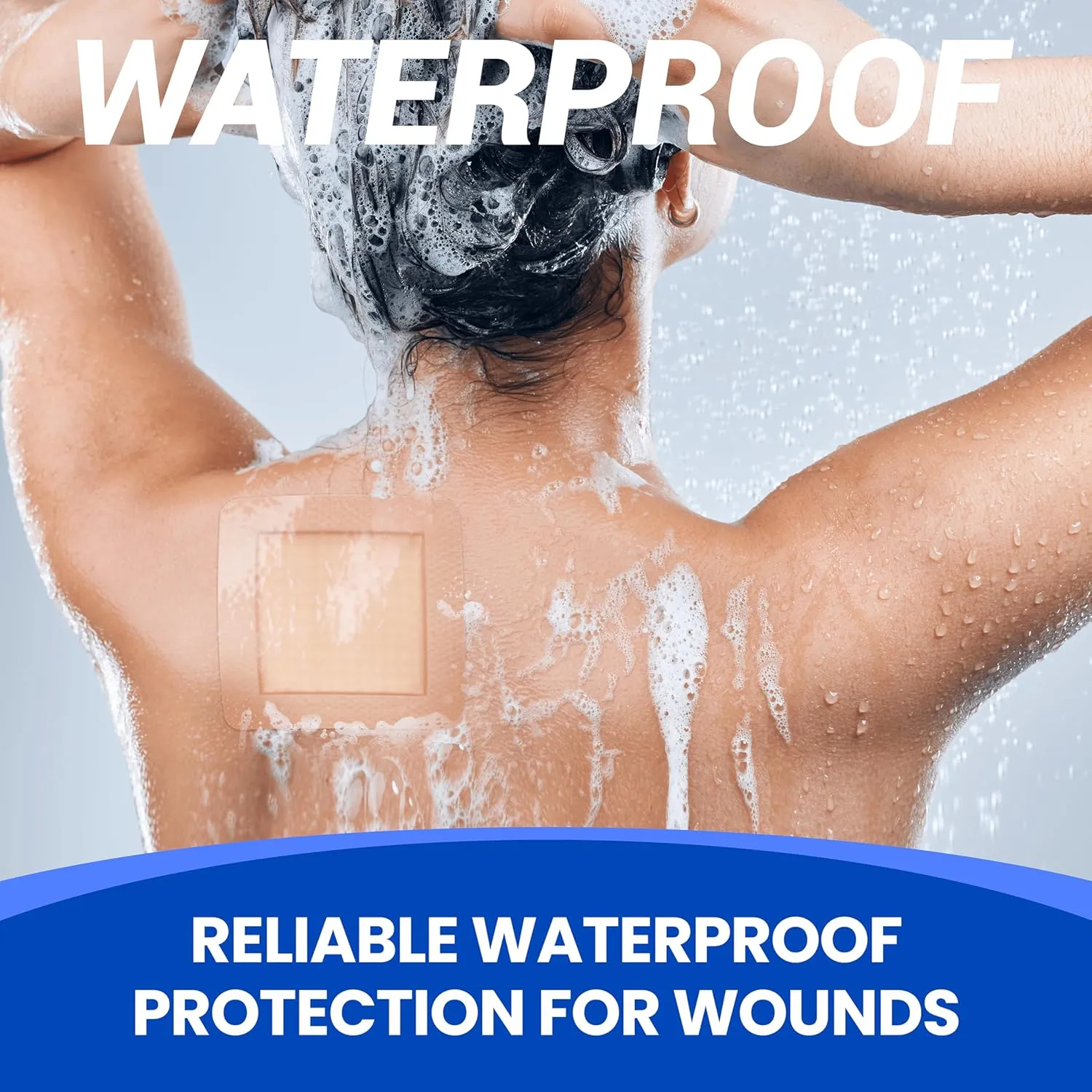 Large Waterproof Bandages 4x4 Silicone Foam Dressing for Sensitive Skin Wound Care, Adhesive Cohesive Pad with Border for First Aid, 10 Packs, Post Surgical and Trauma Care, Burn, HSA FSA Eligible