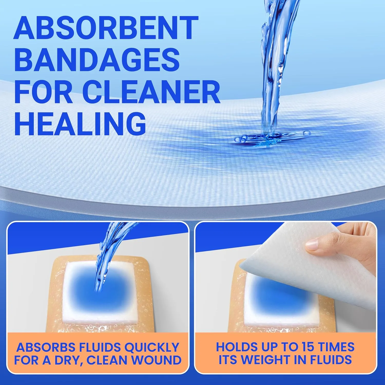 Large Waterproof Bandages 4x4 Silicone Foam Dressing for Sensitive Skin Wound Care, Adhesive Cohesive Pad with Border for First Aid, 10 Packs, Post Surgical and Trauma Care, Burn, HSA FSA Eligible