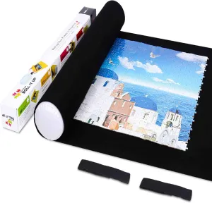 LAVIEVERT Jigsaw Puzzle Roll Mat Felt Mat for Puzzle Storage Puzzle Saver Up to 1500 Pieces, Long Box Package, No Folded Creases, Environmentally Friendly - Black