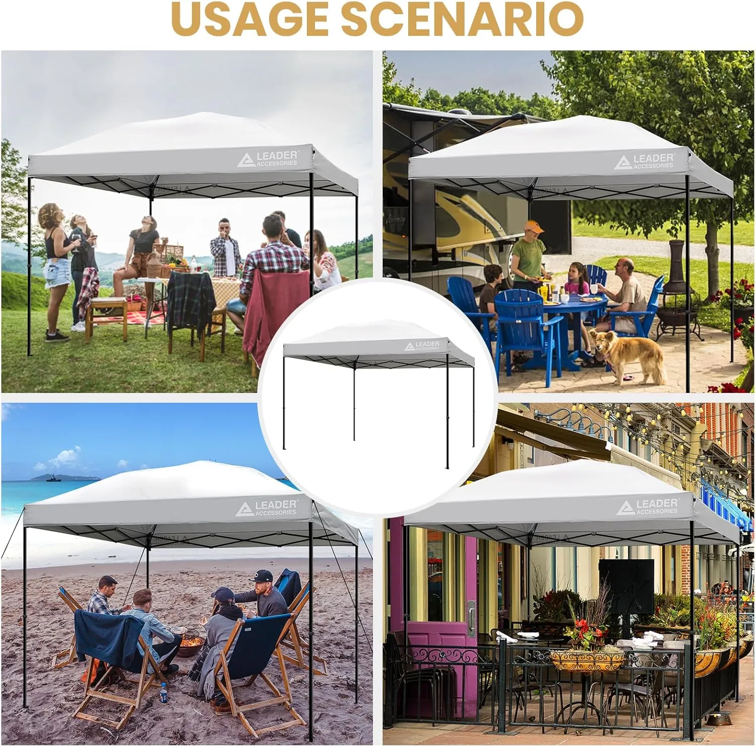 Leader Accessories 10x10 Pop-Up Canopy Top Replacement Cover for Straight Leg Canopy Tent, Canopy top only(Silver)