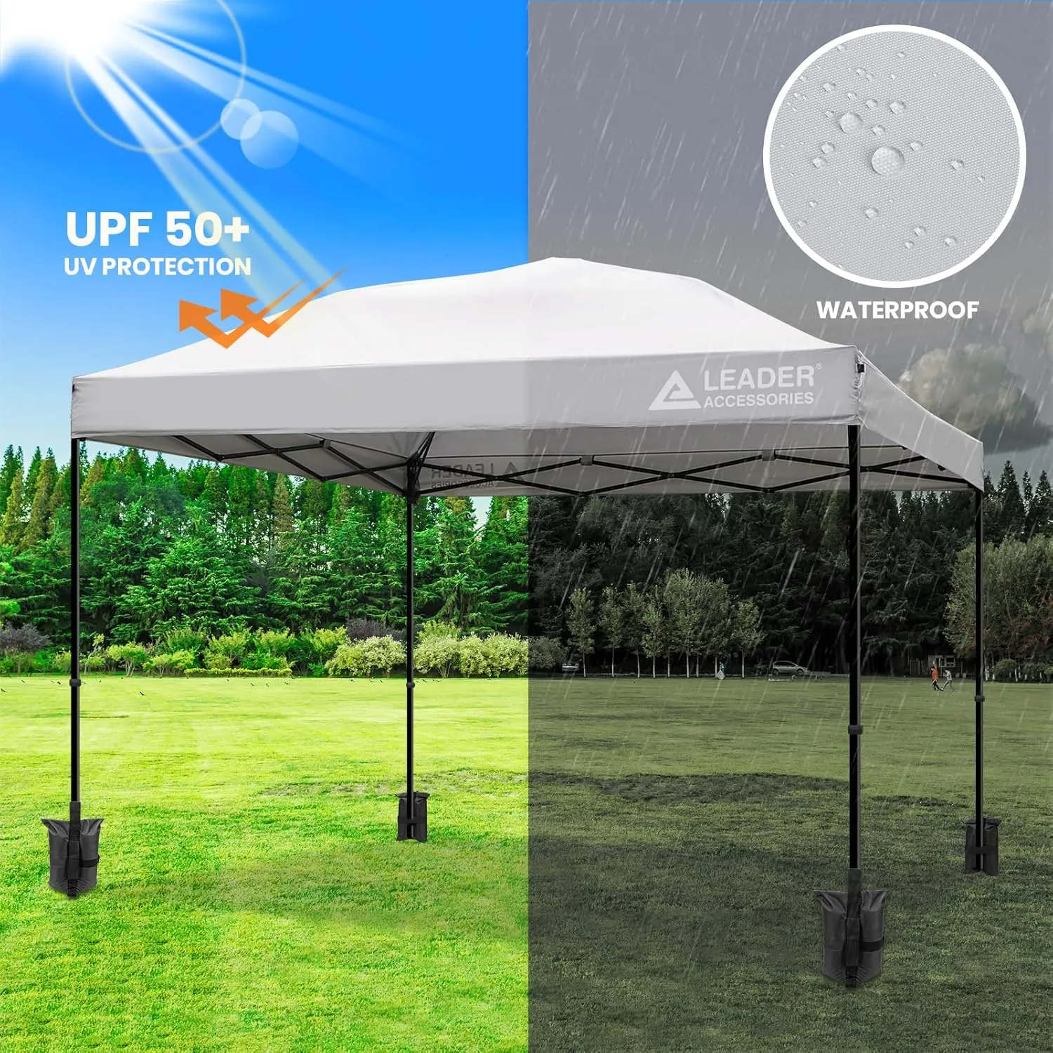 Leader Accessories 10x10 Pop-Up Canopy Top Replacement Cover for Straight Leg Canopy Tent, Canopy top only(Silver)