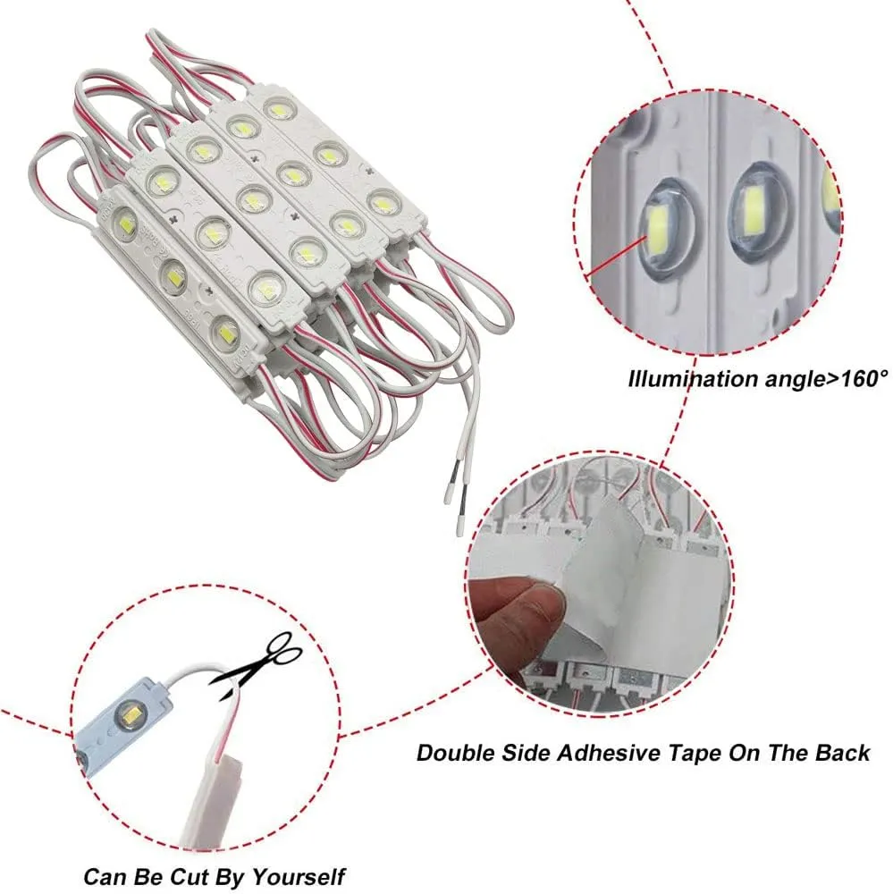 LED Module,Replacement Lights For Inflatables White 20pcs 9.8 Ft 5730 SMD 150LM Per LED Module IP65 Waterproof Christmas Inflatables Light for Letter Sign with Tape Adhesive Backside (White Light)