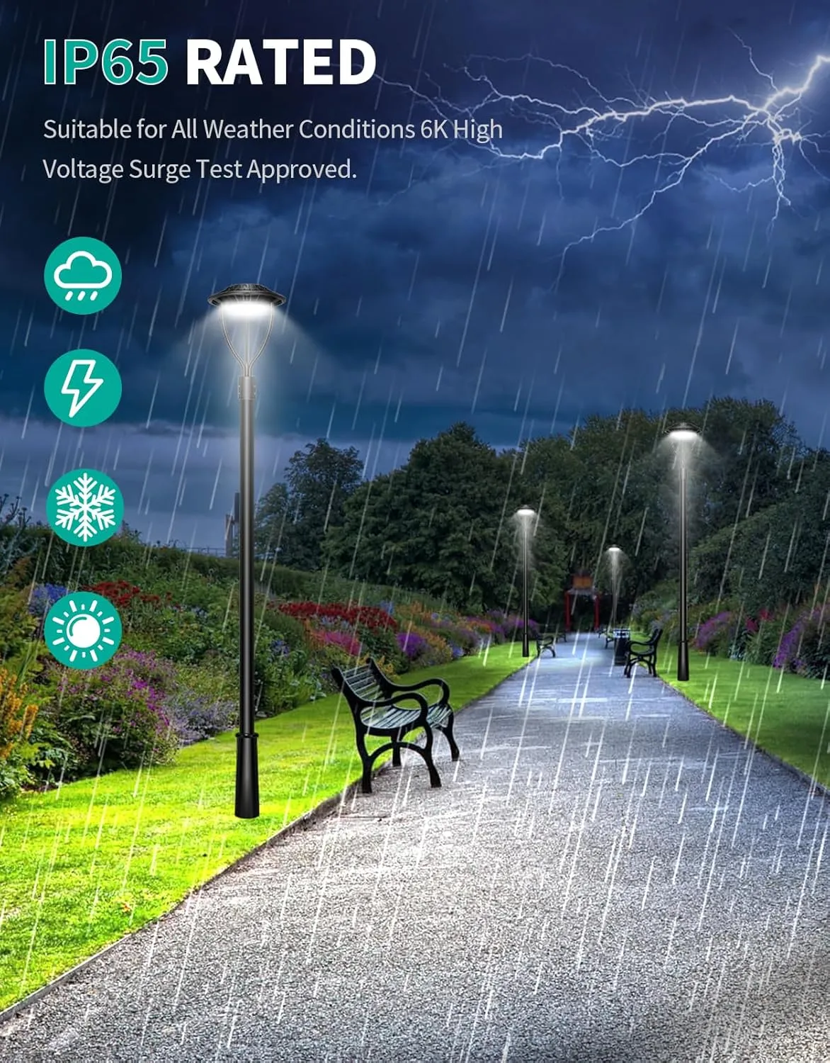LED Post Top Light ETL DLC Listed 150W 120W 90W Adjustable Outdoor Pole Lights with Photocell IP65 Waterproof Post LED Fixture 5000K for Garden Yard Street