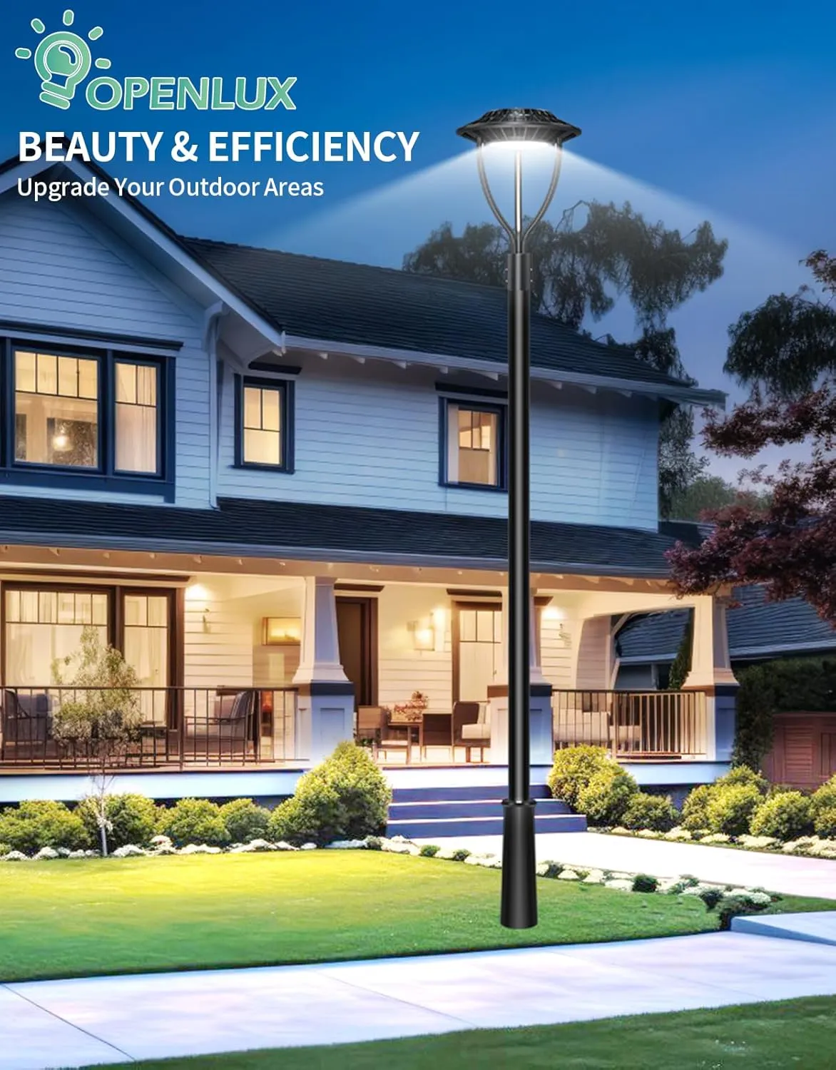 LED Post Top Light ETL DLC Listed 150W 120W 90W Adjustable Outdoor Pole Lights with Photocell IP65 Waterproof Post LED Fixture 5000K for Garden Yard Street
