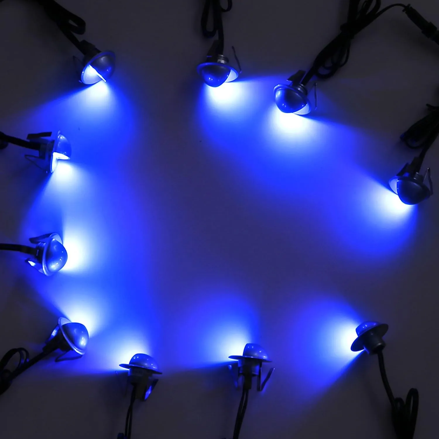 LED Stair Lights Kit Low Voltage Waterproof IP65 Outdoor 1-2/5" Stainless Steel Recessed Wood Deck Lighting Yard Garden Patio Step Landscape Pathway LED Light Blue (Pack 10pcs)