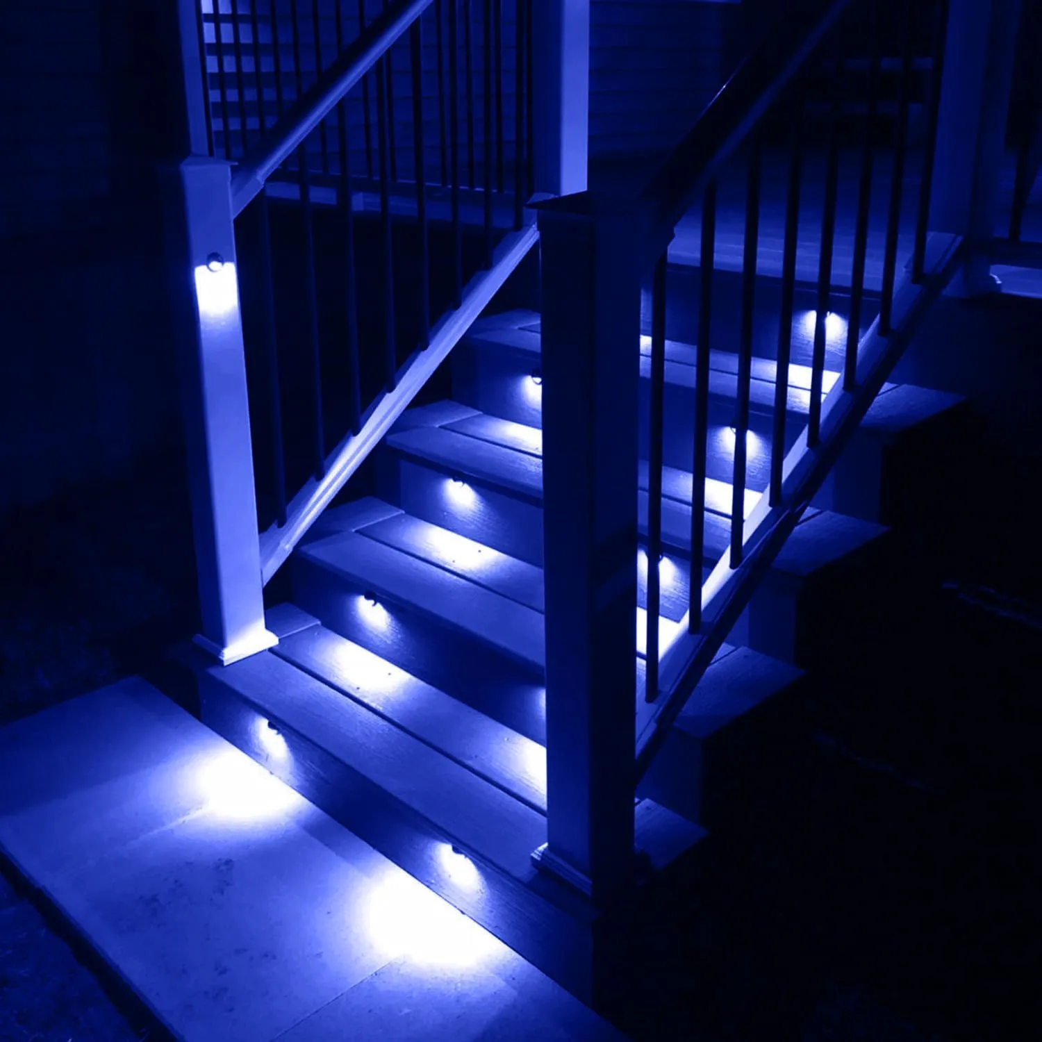 LED Stair Lights Kit Low Voltage Waterproof IP65 Outdoor 1-2/5" Stainless Steel Recessed Wood Deck Lighting Yard Garden Patio Step Landscape Pathway LED Light Blue (Pack 10pcs)