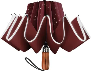 Lejorain Golf Large Inverted Umbrella - Black Big Windproof Heavy Duty Upside Down 54in Compact Car Automatic Folding Reflective Umbrella