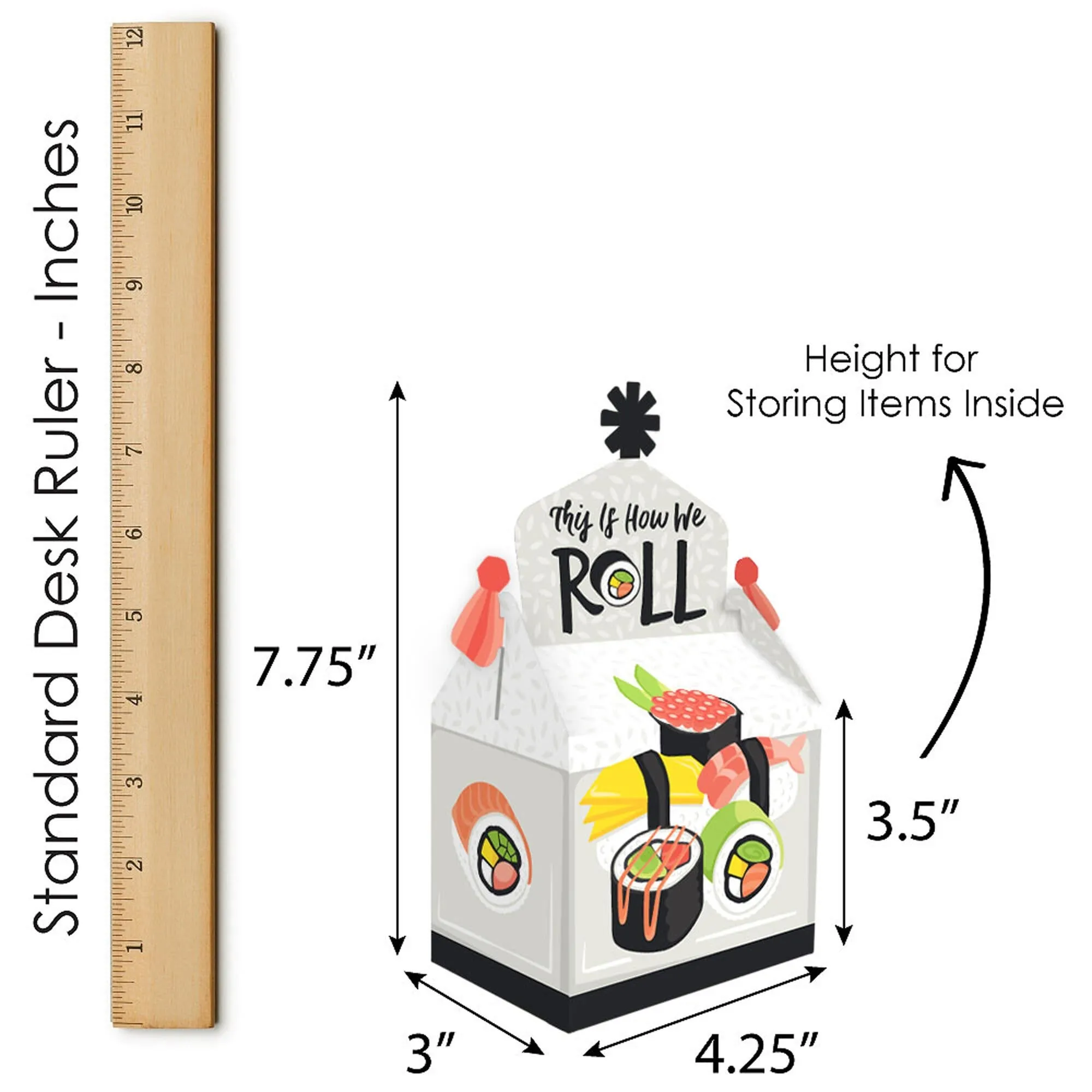 Let's Roll - Sushi - Treat Box Party Favors - Japanese Party Goodie Gable Boxes - Set of 12