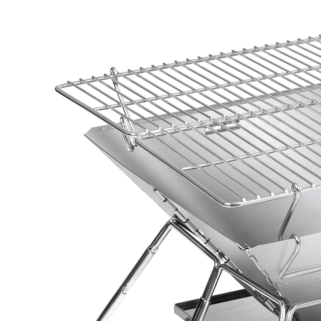 Levede Portable Folding BBQ Charcoal Grill Silver