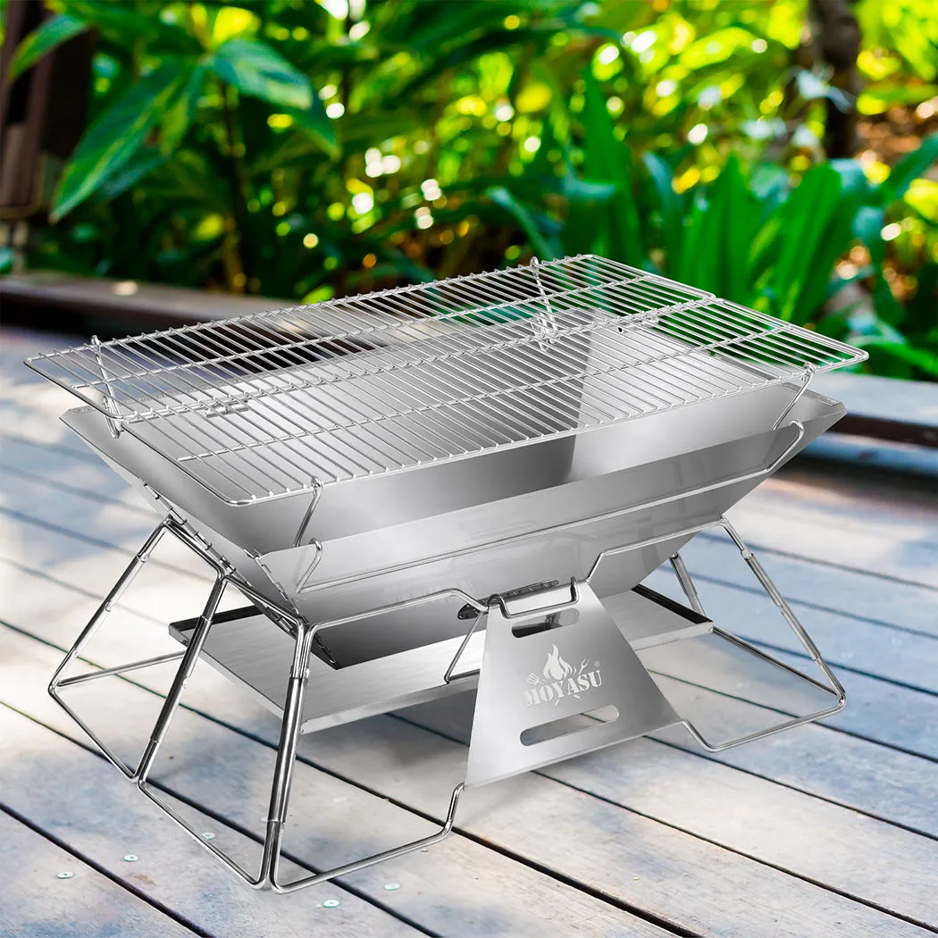 Levede Portable Folding BBQ Charcoal Grill Silver
