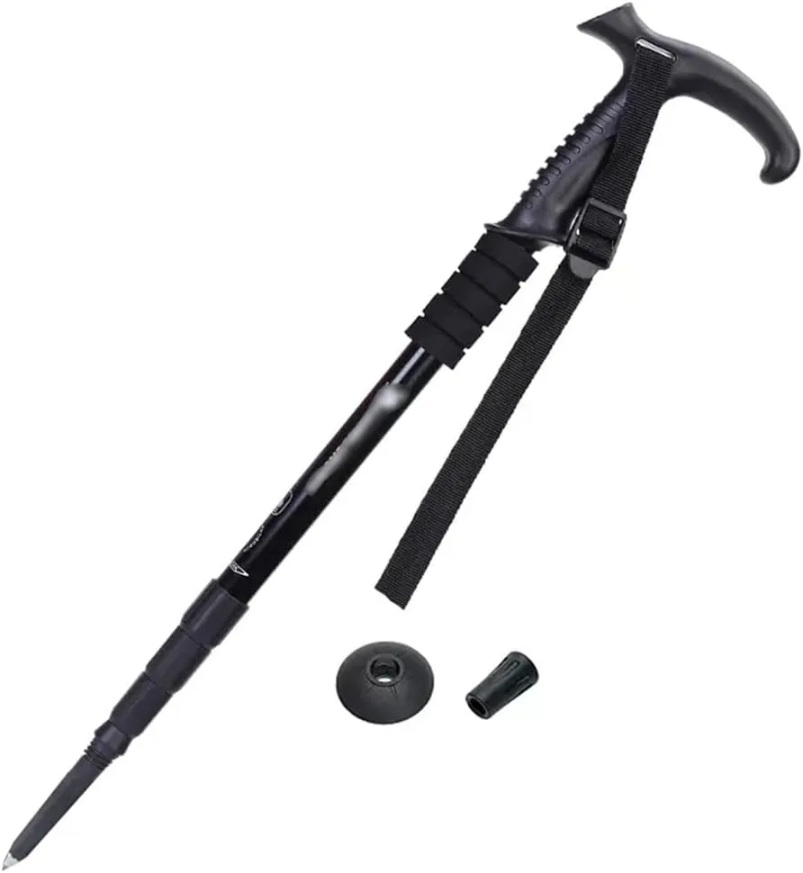 Lightweight Aluminium Alloy Walking Trekking Poles - Anti-Shock and Quick Lock System, Telescopic, Ultralight for Hiking, Camping, Mountaining, Backpacking, Walking, Trekking (Color : Black)