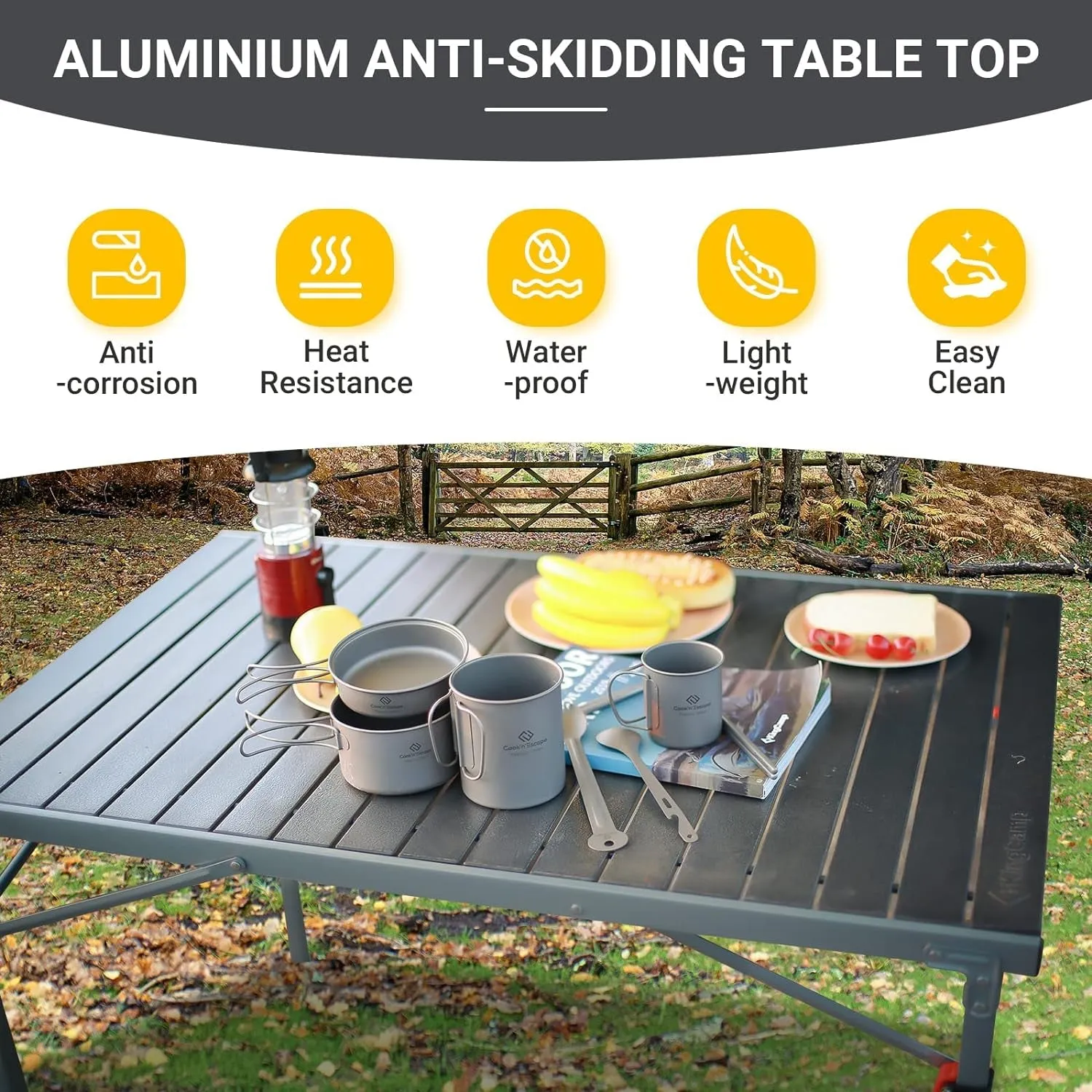Lightweight Aluminum Folding Camping Table for 4-6 People