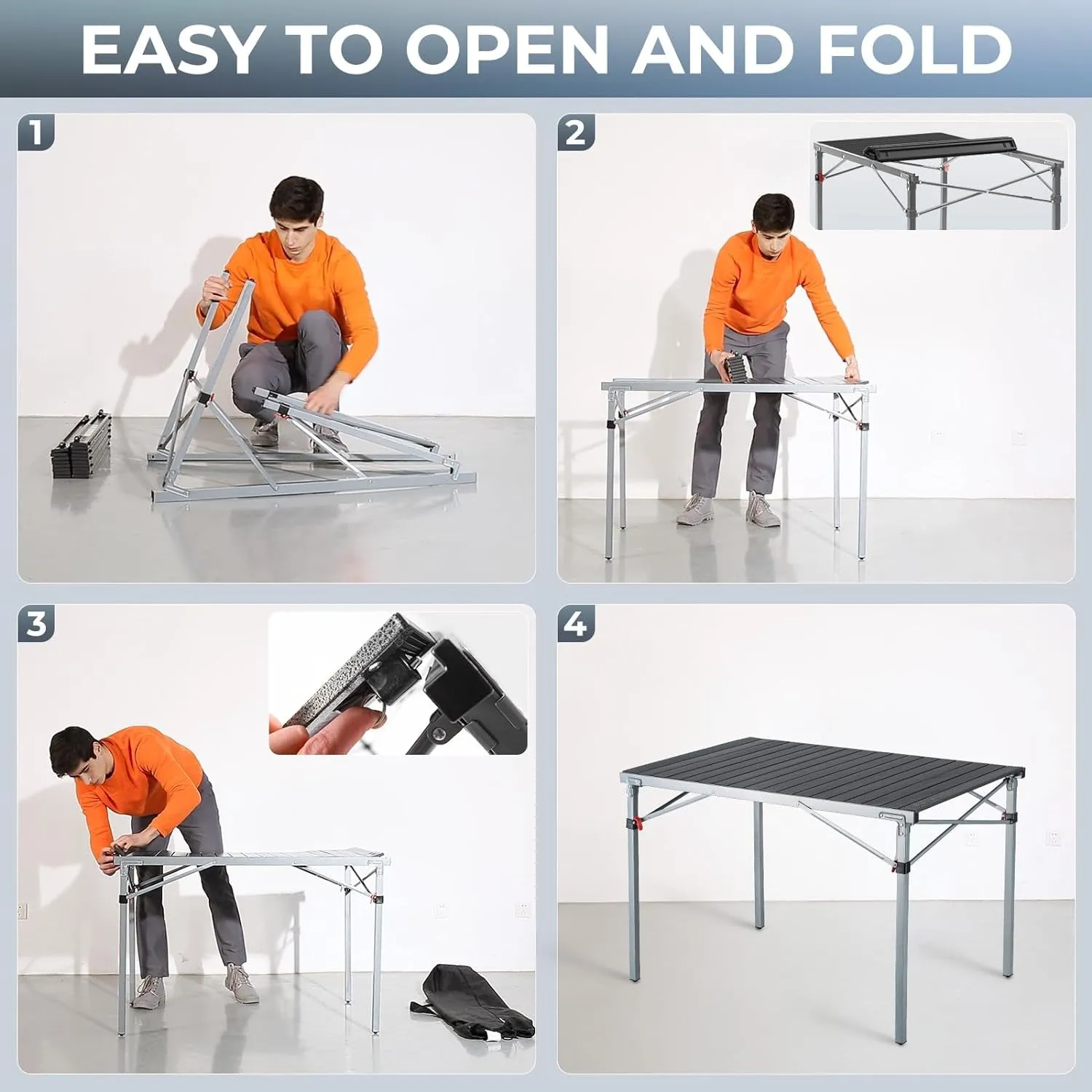 Lightweight Aluminum Folding Camping Table for 4-6 People