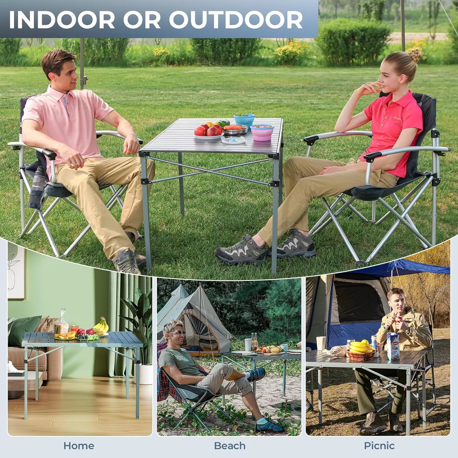 Lightweight Aluminum Folding Camping Table for 4-6 People
