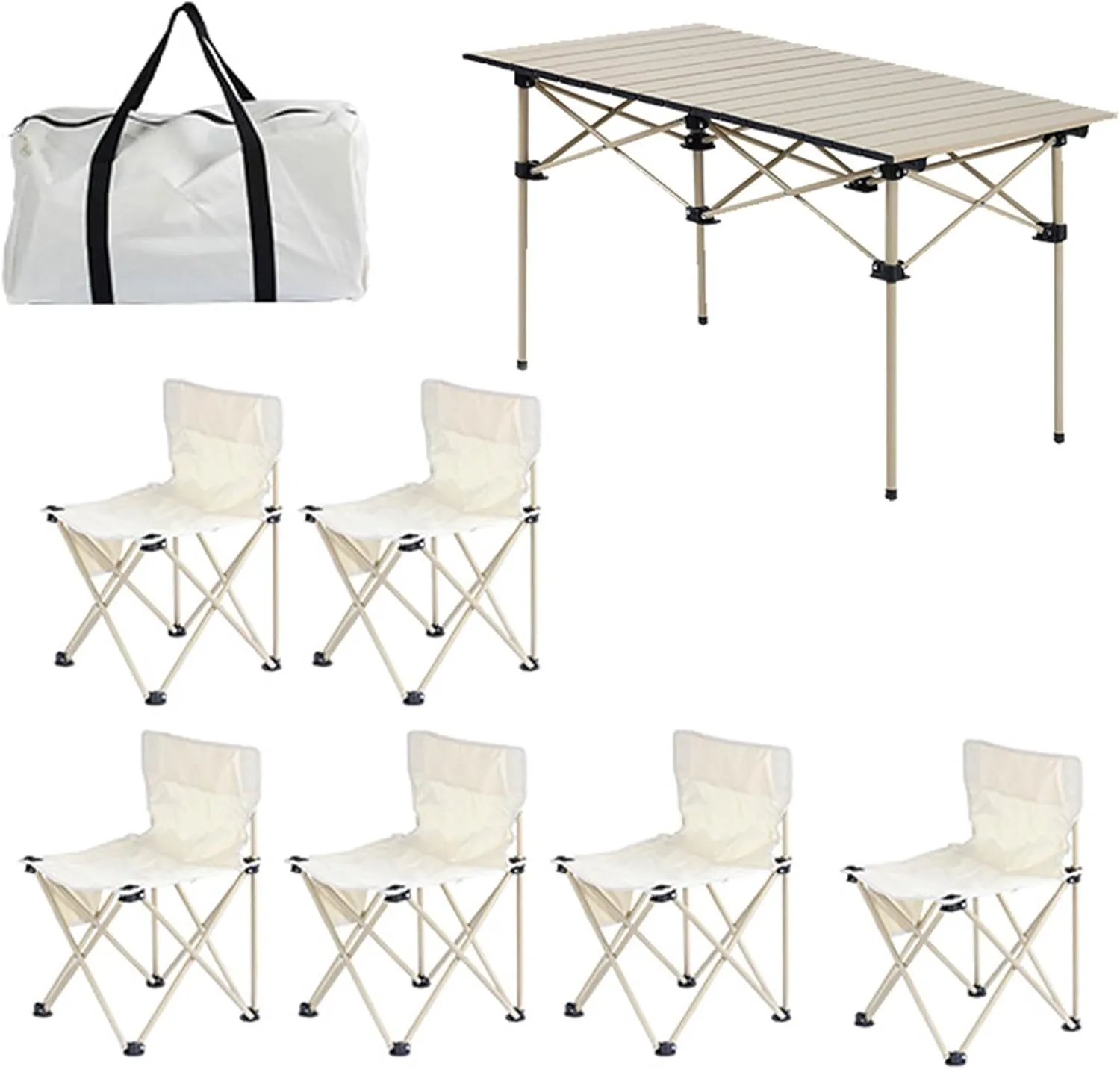 Lightweight Camp Table with Aluminum Roll-up Table Top, 600D Oxford Cloth Camp airs, Portable Folding Picnic Table air Set, Easy Set Up