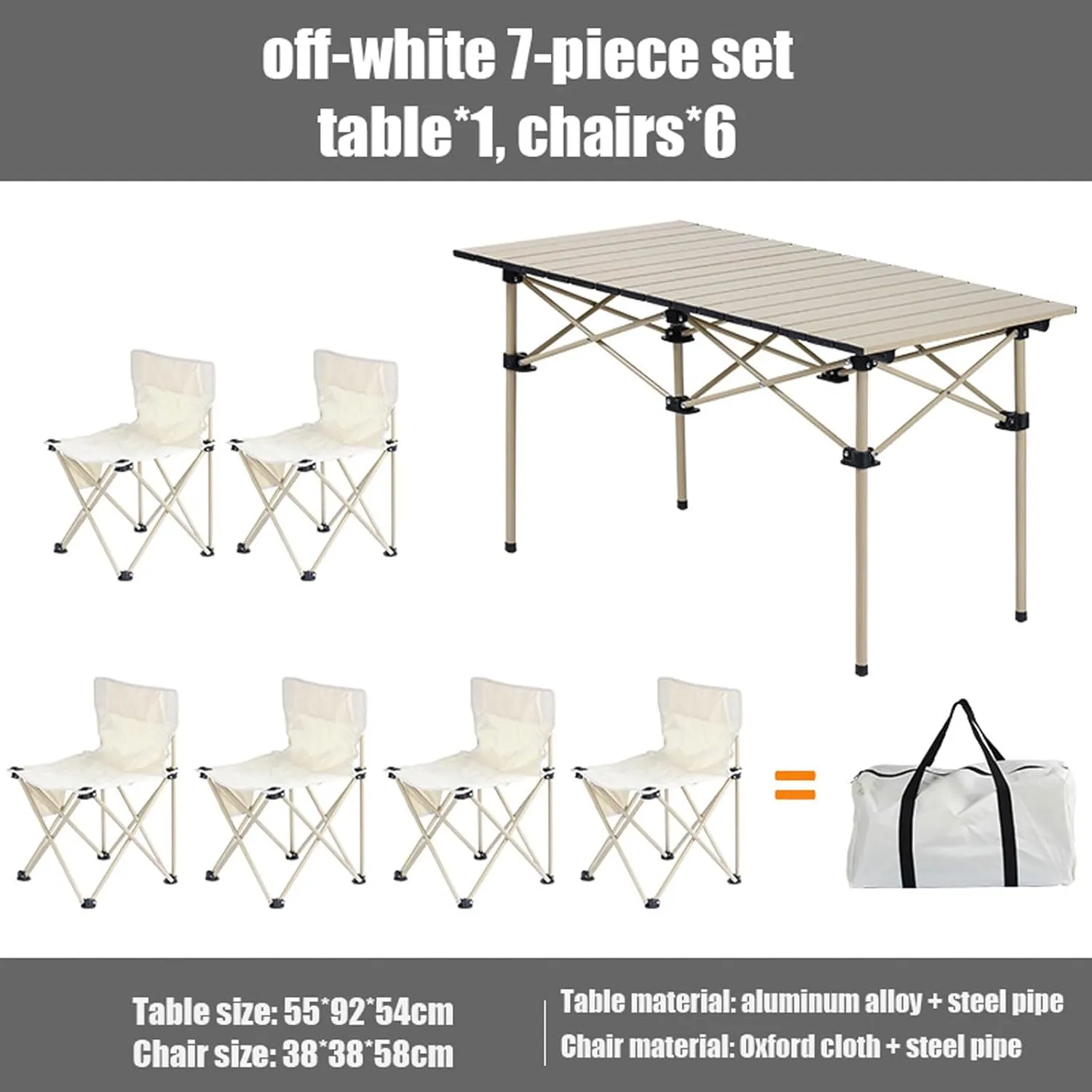 Lightweight Camp Table with Aluminum Roll-up Table Top, 600D Oxford Cloth Camp airs, Portable Folding Picnic Table air Set, Easy Set Up