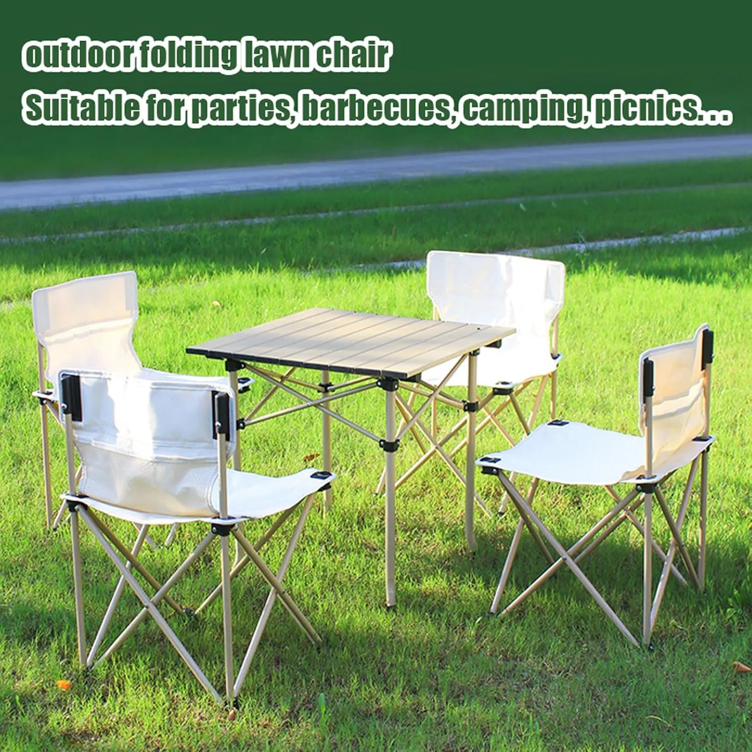 Lightweight Camp Table with Aluminum Roll-up Table Top, 600D Oxford Cloth Camp airs, Portable Folding Picnic Table air Set, Easy Set Up