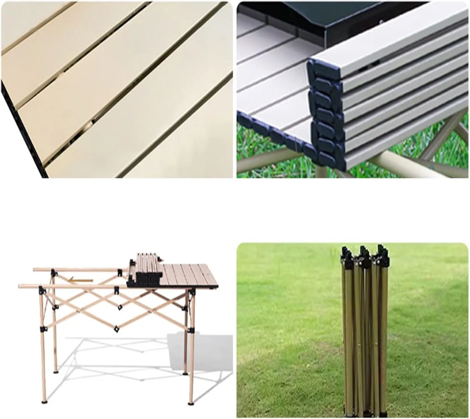 Lightweight Compact Folding Camping Table, Alloy Folding Roll Up Table for 4-6 Person for Picnic, Camping, Barbecue and Party,Portable Multifunctional Table with Carry Bag(B,120x50x50cm)