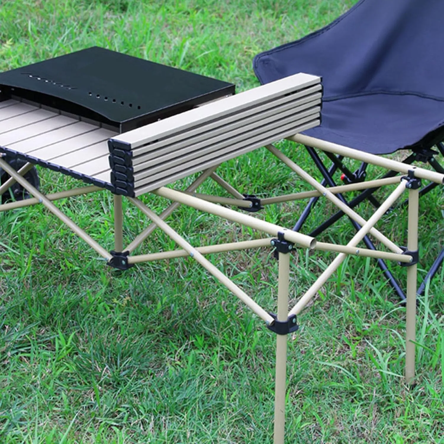 Lightweight Compact Folding Camping Table, Alloy Folding Roll Up Table for 4-6 Person for Picnic, Camping, Barbecue and Party,Portable Multifunctional Table with Carry Bag(B,120x50x50cm)