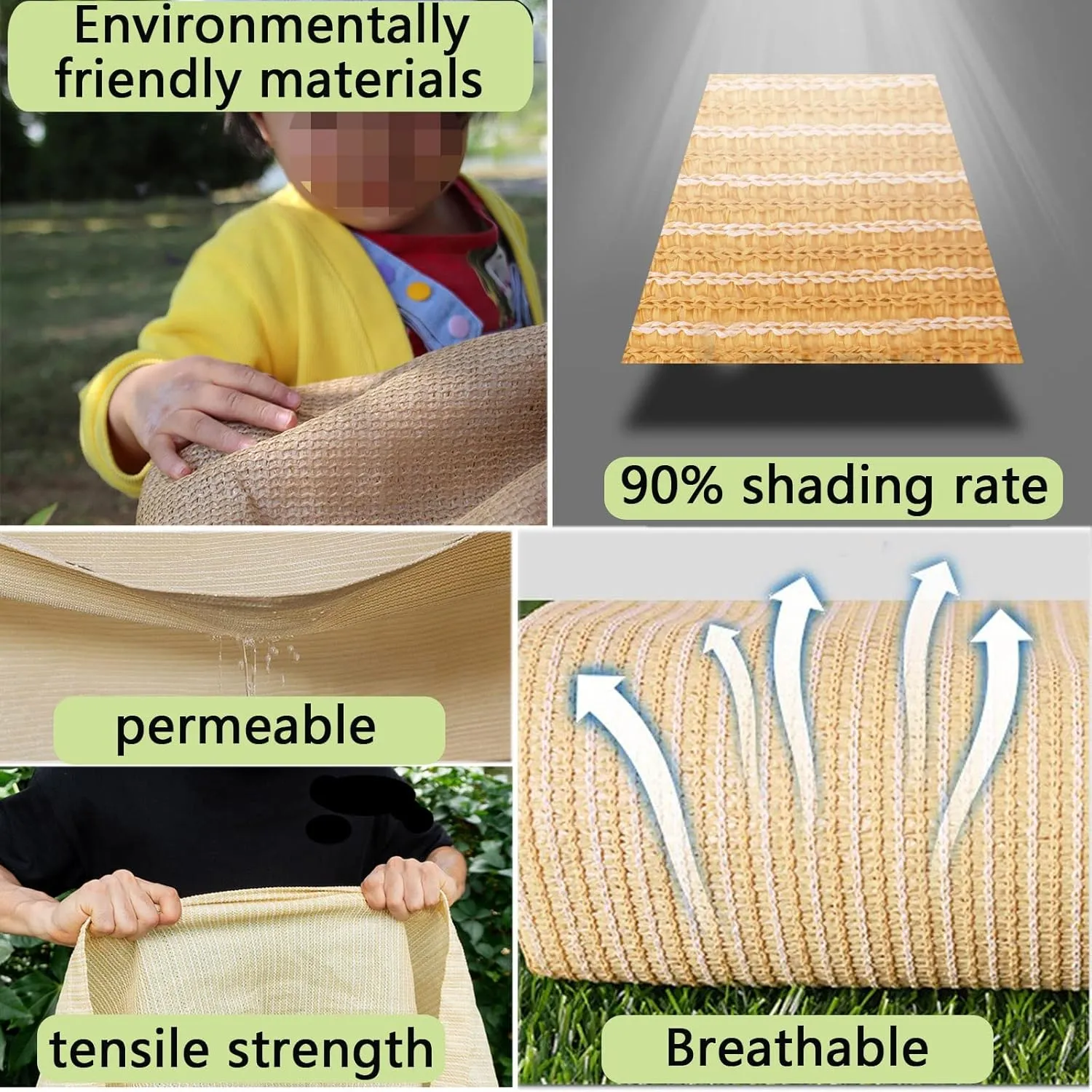 LIGUOYI Cream Color Sun Shade Rectangle Shade Sail Multi-Purpose, 90% UV Block Super Durable, Water & Air Permeable Privacy Screen, for Deck Patio Pergola Backyard Outdoor Pool Canopy Shade