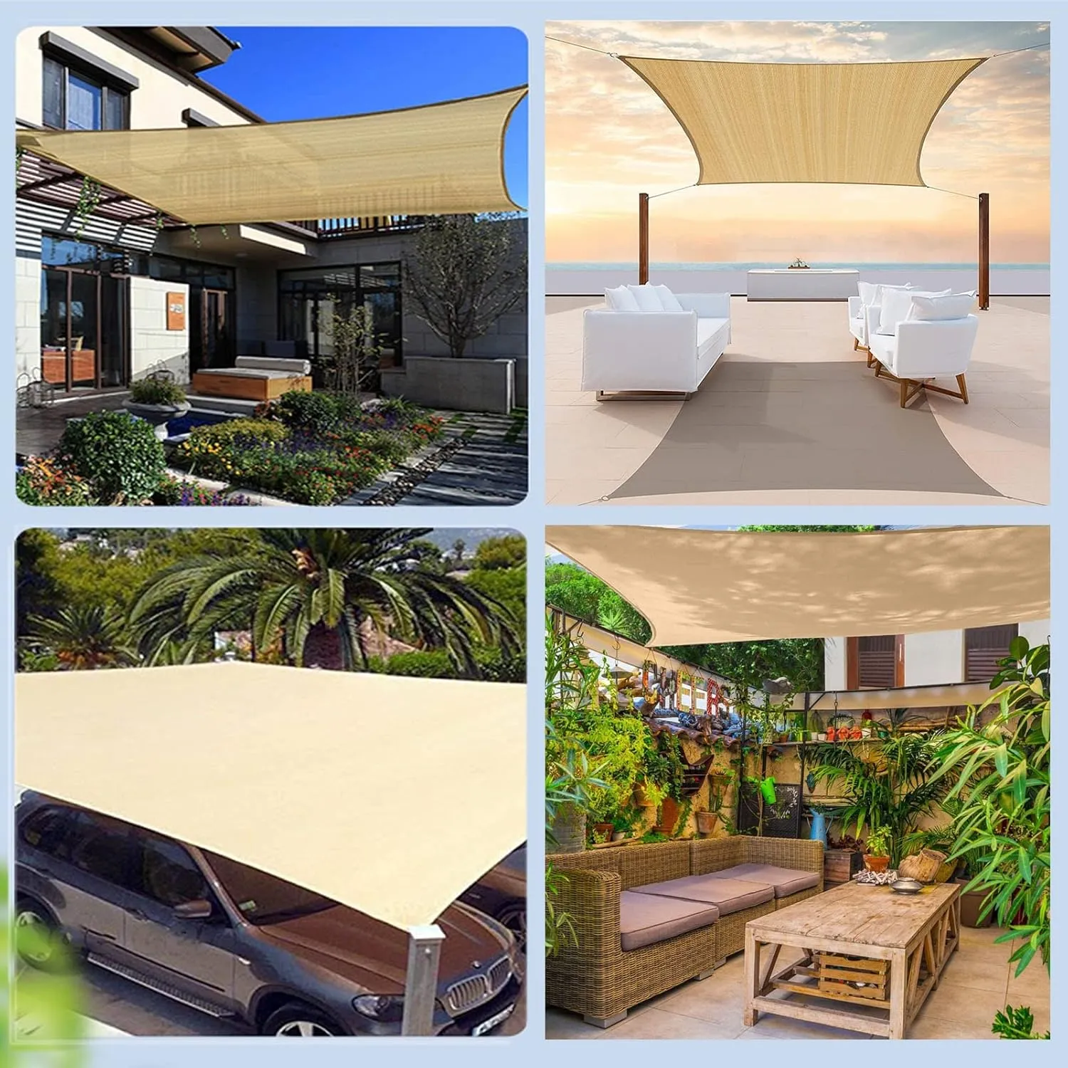LIGUOYI Cream Color Sun Shade Rectangle Shade Sail Multi-Purpose, 90% UV Block Super Durable, Water & Air Permeable Privacy Screen, for Deck Patio Pergola Backyard Outdoor Pool Canopy Shade