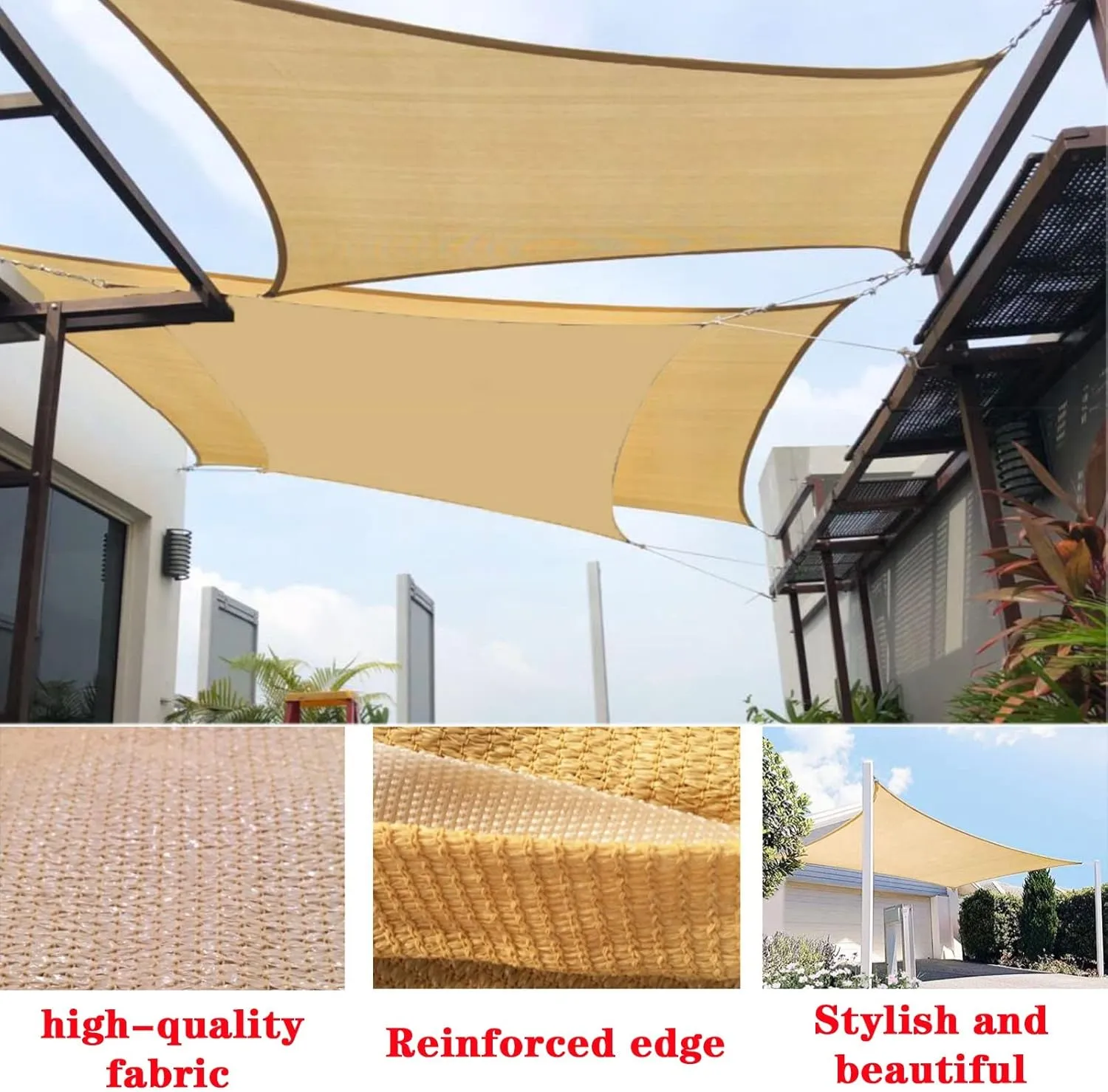 LIGUOYI Cream Color Sun Shade Rectangle Shade Sail Multi-Purpose, 90% UV Block Super Durable, Water & Air Permeable Privacy Screen, for Deck Patio Pergola Backyard Outdoor Pool Canopy Shade