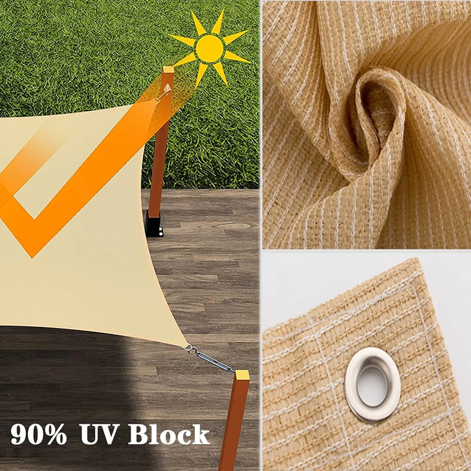 LIGUOYI Cream Color Sun Shade Rectangle Shade Sail Multi-Purpose, 90% UV Block Super Durable, Water & Air Permeable Privacy Screen, for Deck Patio Pergola Backyard Outdoor Pool Canopy Shade