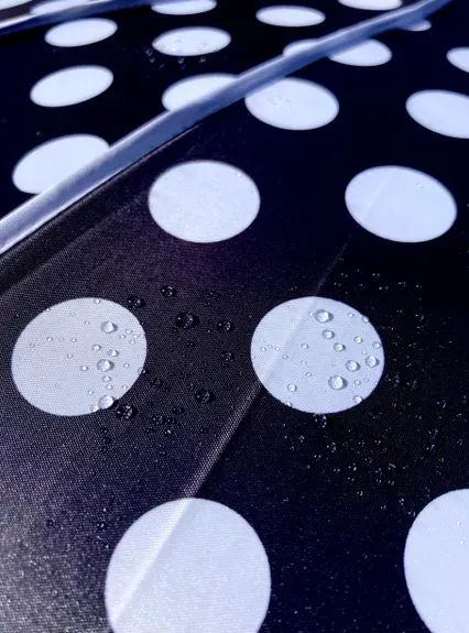 Lilly Black Pagoda Umbrella | Blackout and Anti-UV | Large Polka Dots