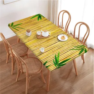 Lime Green Folding Table Cover Tree Branches Exotic Lotus Flower Waterproof Tablecloths for Picnic, Camping, Indoor, Outdoor Bamboo Print Fits up 4 Foot Tables