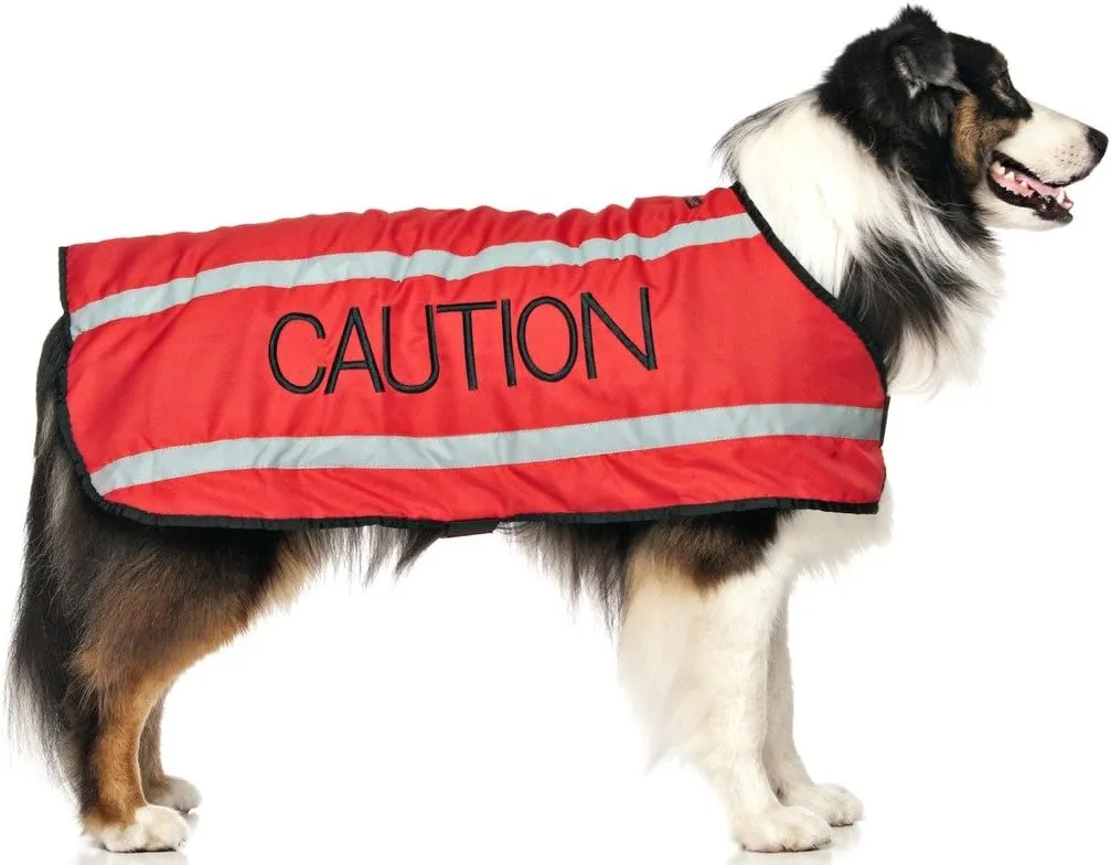 Limited Caution Red S-M M-L L-XL Warm Dog Coats Waterproof Reflective Fleece Lined (Do Not Approach) Prevents Accidents by Warning Others of Your Dog in Advance (L-XL Back 23" (59cm)