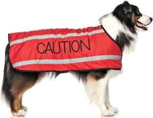 Limited Caution Red S-M M-L L-XL Warm Dog Coats Waterproof Reflective Fleece Lined (Do Not Approach) Prevents Accidents by Warning Others of Your Dog in Advance (L-XL Back 23" (59cm)