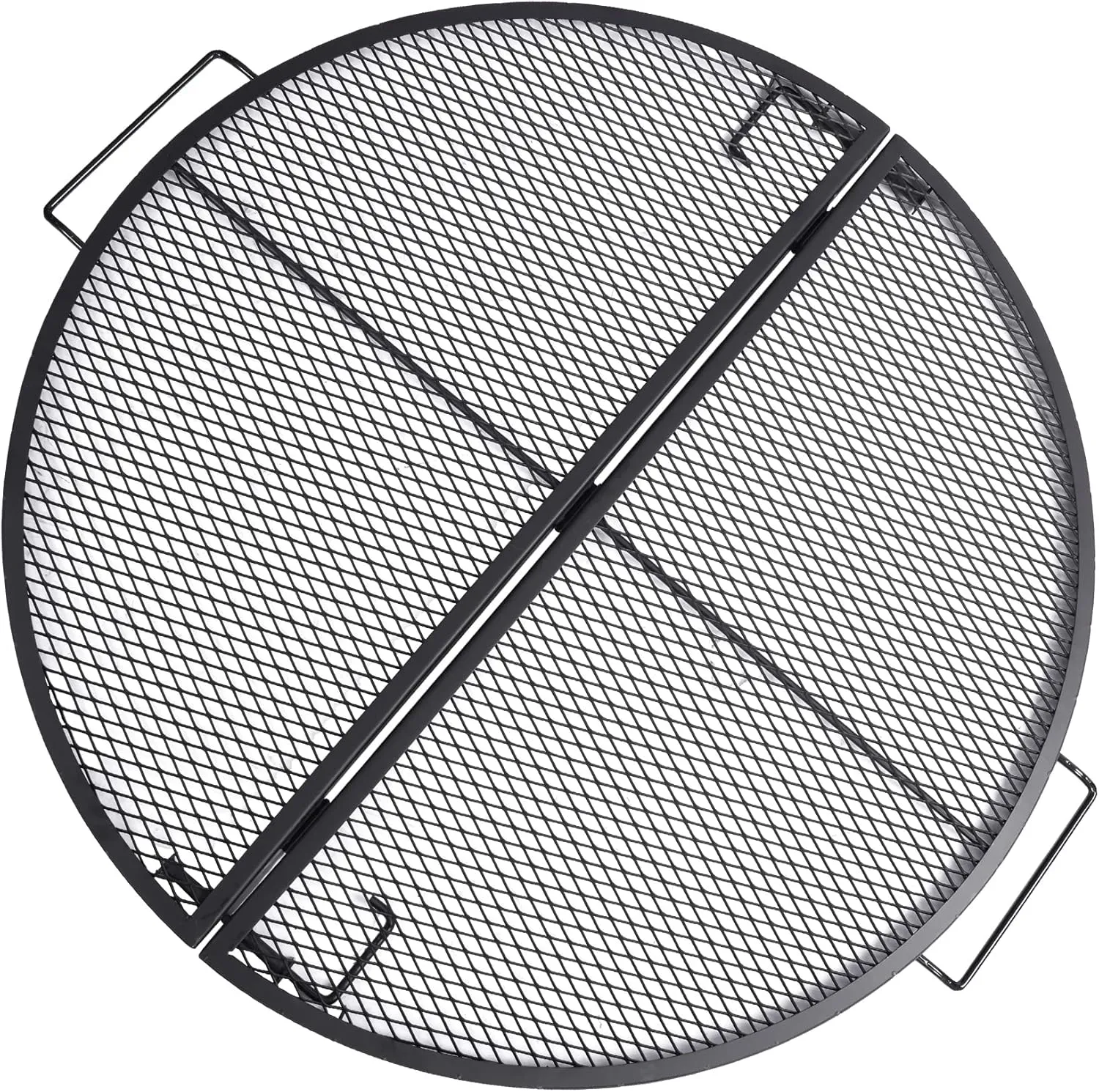 Lineslife X-Marks Fire Pit Cooking Grill Grates Portable, Heavy Duty Folding Round Campfire Grill Grate, Firepit Grill Grate with Handles for Outdoor BBQ Picnic, Black 36 Inch